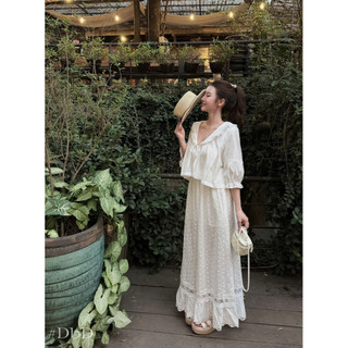 Áo Sơ Mi Bèo Cổ V Tay Bồng Chuẩn Linh Hoàng