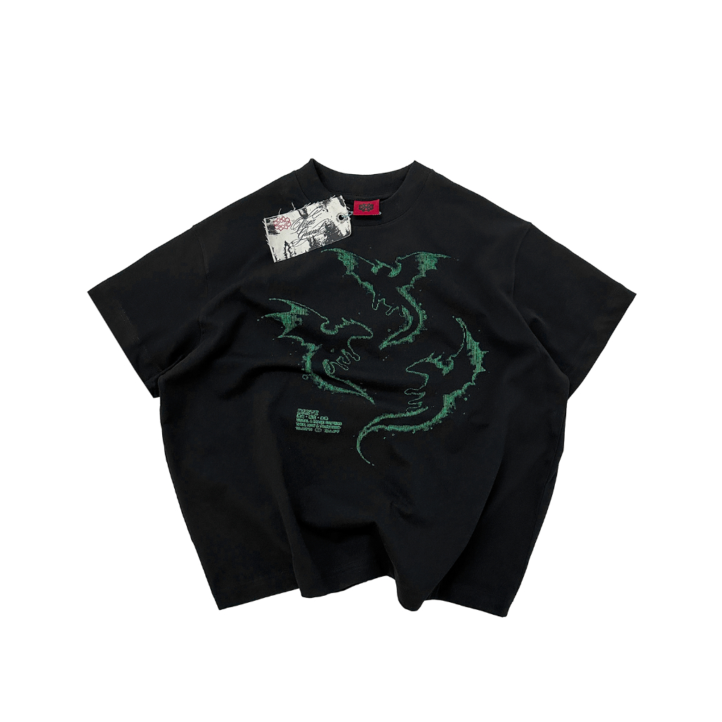 Áo thun BOXY Unisex DREVE " DRAGON " // BLACK // 100% Cotton