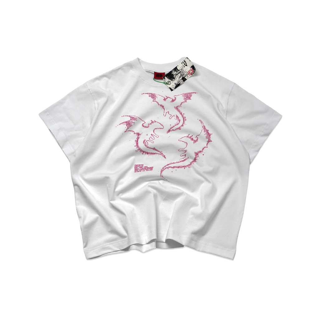 Áo thun BOXY Unisex DREVE " DRAGON " // WHITE // 100% Cotton