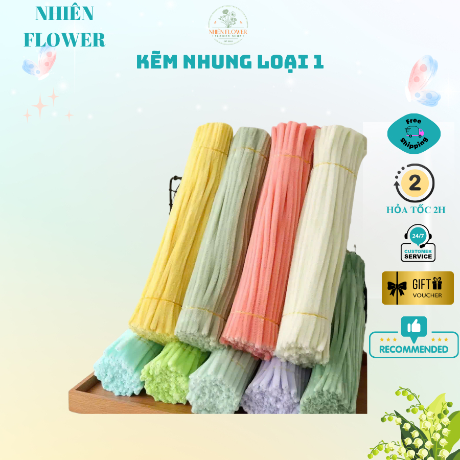 Sỉ 200-500 Sợi Kẽm Nhung Loại 1 Hàng Dày 7.5-8mm Dùng Làm Hoa Kẽm Nhung, Đồ Handmade, DIY