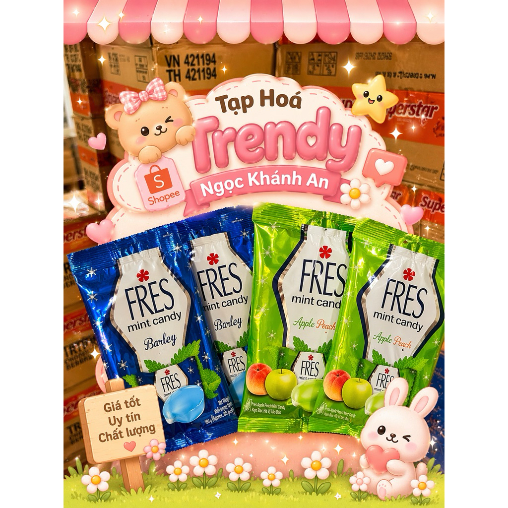 Combo Kẹo Ngậm Fresh Bạc Hà Táo Xanh Giải Nhiệt Thơm Mát