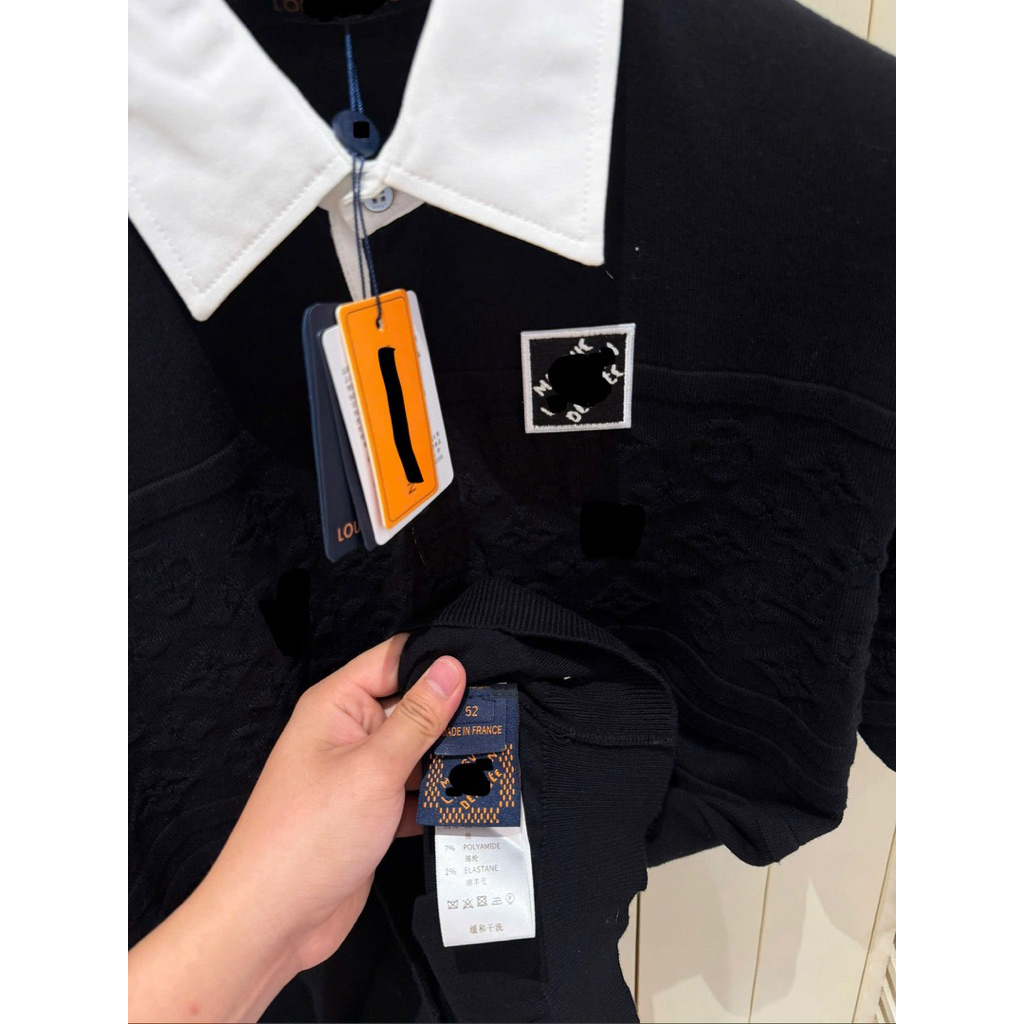 ⚡️[Hight Quality] Áo Polo Len \/ Black Nam Nữ - Điểm Nhấn Dệt Phối Cổ Trắng Cao Cấp Loại 1