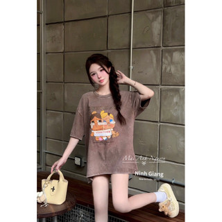 Áo Thun Nữ Đính CRY BAB Màu Loang Form Rộng QCCC Cao Cấp