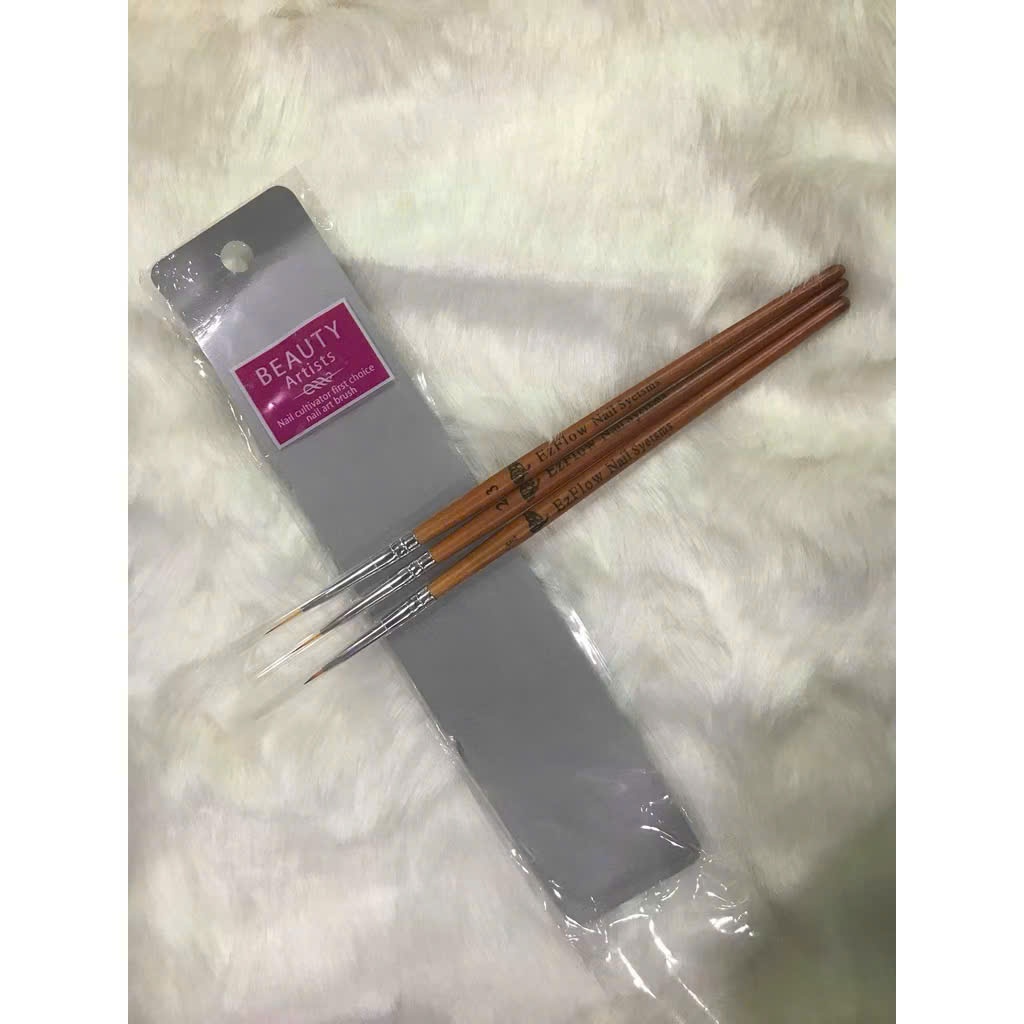 Bộ Bút Cọ Vẽ Nét Gel 3 cây EzFlow Nail Art Brush Pen