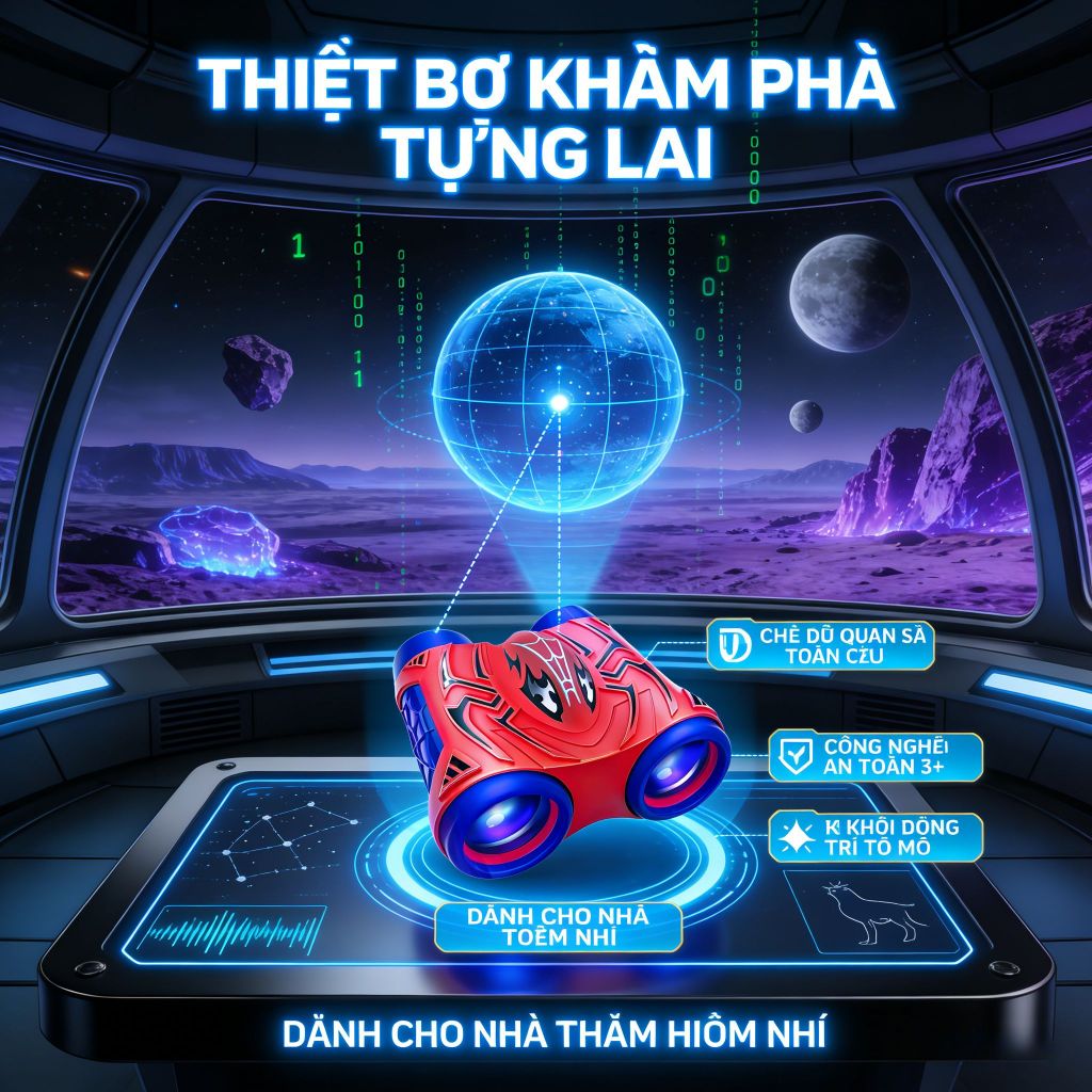Ống nhòm trẻ em siêu anh hùng Người Nhện, thiết kế thành phố anh hùng, cho bé 3-8 tuổi khám phá đô thị, an toàn, dễ sử