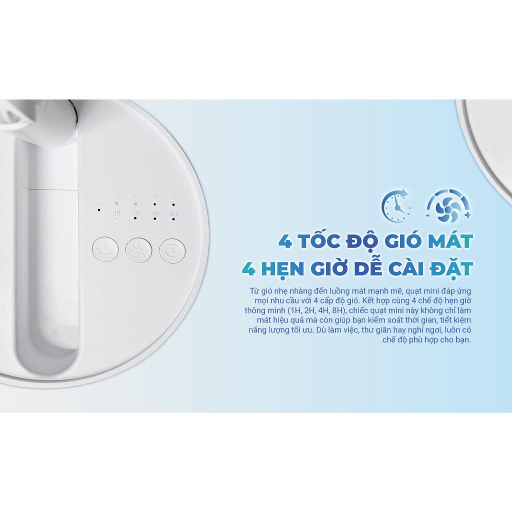 [Hỏa Tốc] Quạt Sạc Mini Xoay Tự Động 90° Totolink Fan03 – Cổ Gập Linh Hoạt, Pin Lâu, Có Hẹn Giờ Tắt