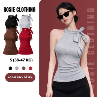 Áo Sát Nách Ba Lỗ Nữ Buộc Dây Nơ Cổ Yếm Chất Vải Thun Cotton WAS002