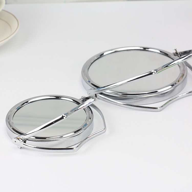 Gương trang điểm để bàn inox 2 mặt xoay 360 độ có mặt phóng chân xếp gọn | BigBuy360 - bigbuy360.vn