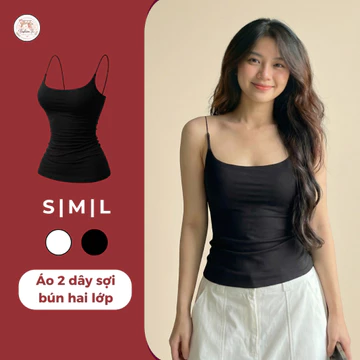 Áo 2 dây nữ FASHION TC áo dây ôm body hai lớp bozip cotton co giãn áo hai dây sexy tôn dáng mặc mát dễ phối đồ