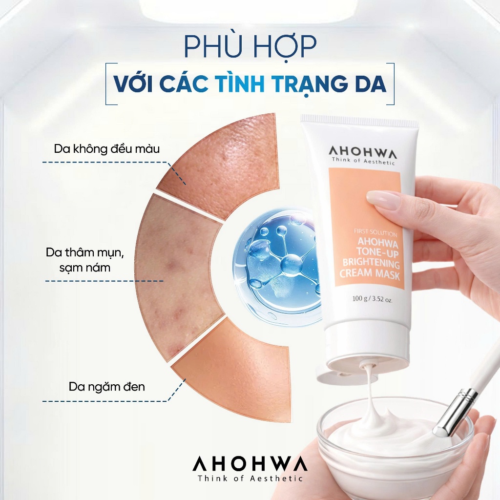 Ahohwa - Tone-Up Brightening Cream Mask - Mặt nạ ủ trắng da - 100g/500g
