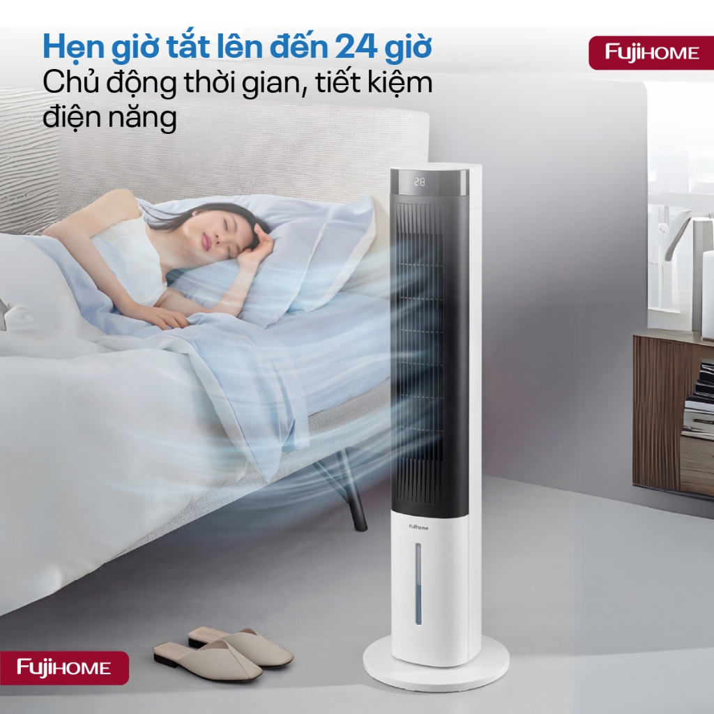 Quạt tháp hơi nước FUJIHOME AC-1001C Nhập Khẩu, quạt điện cây điều hòa gia đình công suất lớn