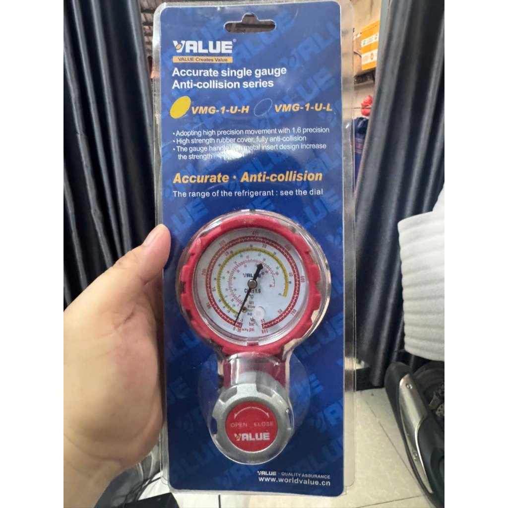 Đồng Hồ Nạp Gas Lạnh VALUE Đơn  Cao Áp - Thấp Áp, Đồng Hồ Đo Gas Điều Hòa Chính Xác Cao