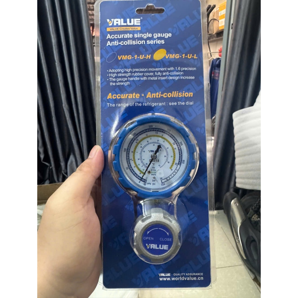 Đồng Hồ Nạp Gas Lạnh VALUE Đơn  Cao Áp - Thấp Áp, Đồng Hồ Đo Gas Điều Hòa Chính Xác Cao