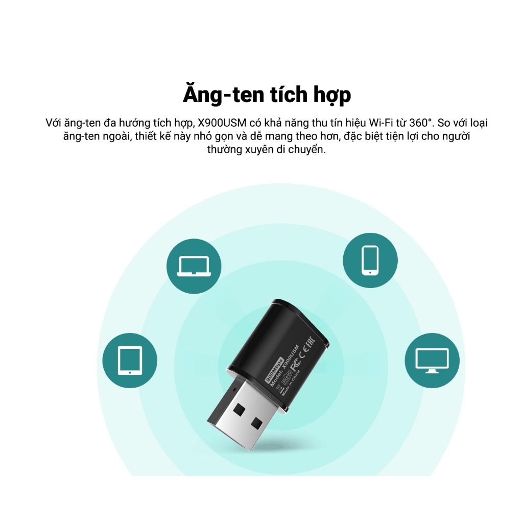 [Hoả Tốc] Bộ thu USB Wi-Fi TOTOLINK X900USM - USB chuẩn Wi-Fi 6 AX