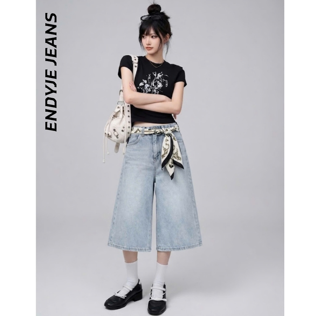Quần jeans lửng nữ lưng cao ống rộng, quần bò unisex phong cách thời trang năng động dễ phối đồ ED29