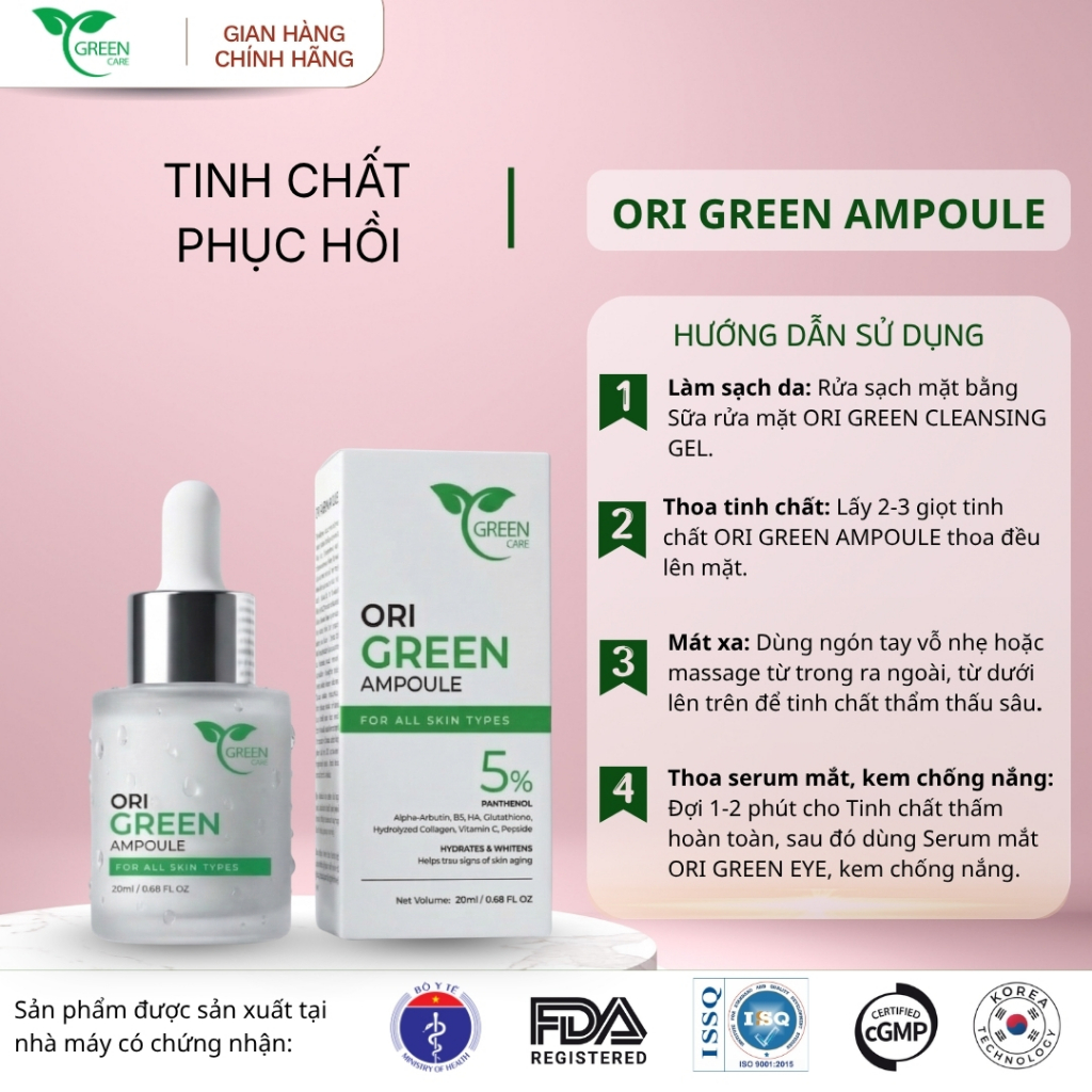 Tinh chất phục hồi, mờ nám trắng da_ORI GREEN AMPOULE_20ML