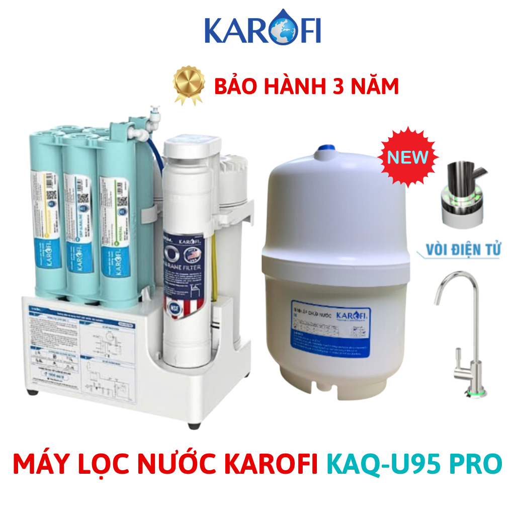 Máy Lọc Nước Karofi KAQ-U05 Pro Để Gầm Bếp, Mẫu Mới Nhất Đầy Đủ Phụ Kiện, Bảo Hành Tại Nhà 3 Năm