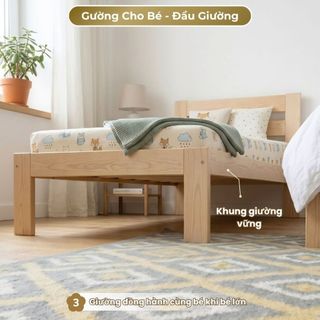 Giường Ghép Cho Bé 2m Đầu Giường, Giường Gỗ Thông Chắc Chắn, Trẻ em và Người Lớn đều dùng được