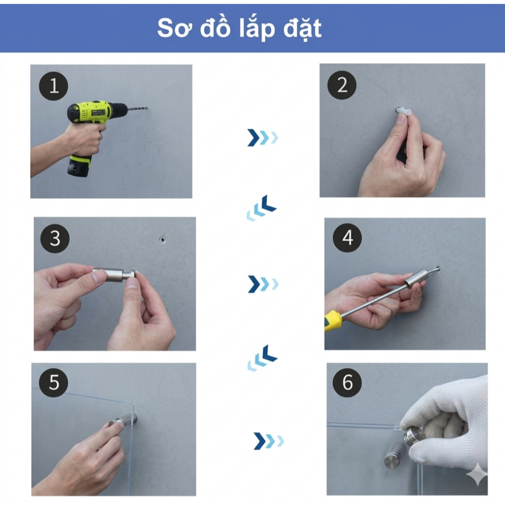 Combo 8 ốc chân kính inox BEDO chống gỉ, ốc chân gương, trụ kính cường lực, phụ kiện lắp kính nhà tắm