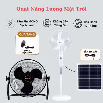Quạt Cây Đứng Năng Lượng Mặt Trời Tích Điện, Gió Mạnh Công Suất Lớn, Có Cổng Sạc USB, Quạt Solar Tiết Kiệm Điện