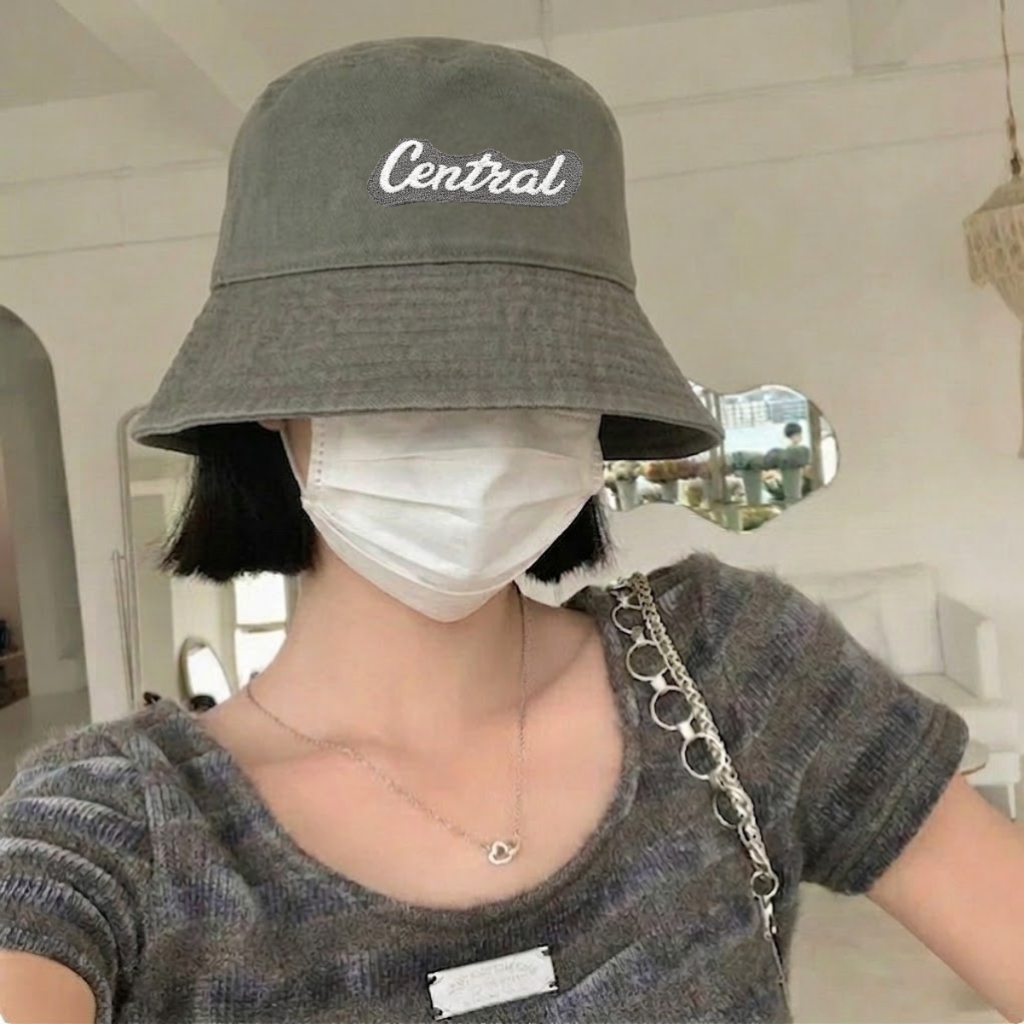 Mũ bucket thêu CENTRAL đội đôi nam nữ, nón vành tròn couple Lucihat chất vải kaki cao cấp, size to dành cho nam nữ