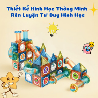 Bộ Đồ Chơi Lắp Ghép Từ Tính Magnetic Block Với 42-132 Chi Tiết Tặng Kèm Sticker - Đồ Chơi Xếp Hình Nam Châm Cho Bé Từ 3+