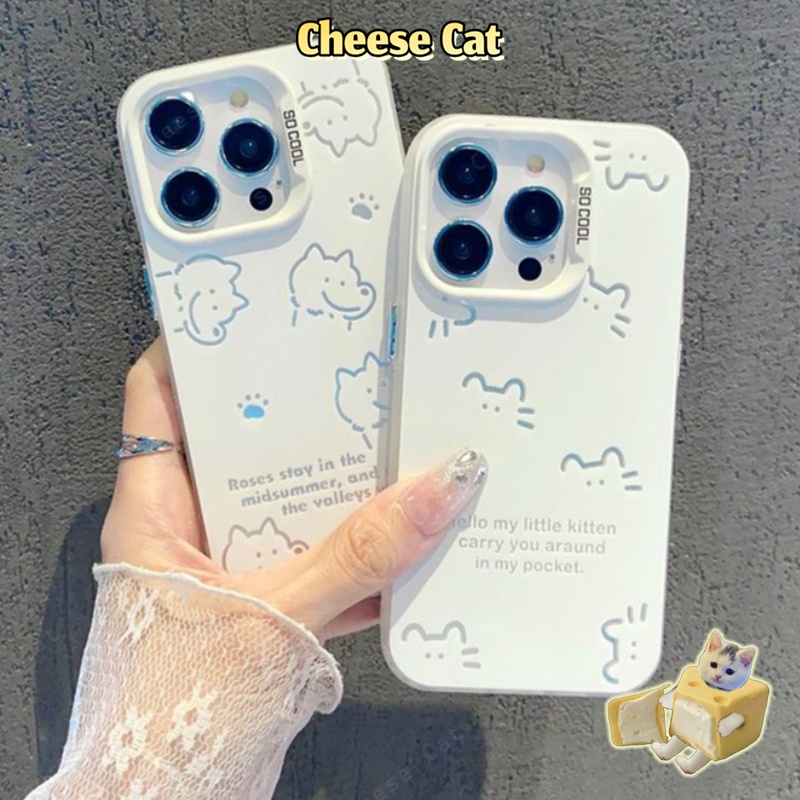 Ốp lưng iPhone hình cún con màu trắng đơn giản cho iPhone 13 14 12 11 15 16 17 Pro Max 16E 7P Vỏ cứng bảo vệ điện thoại
