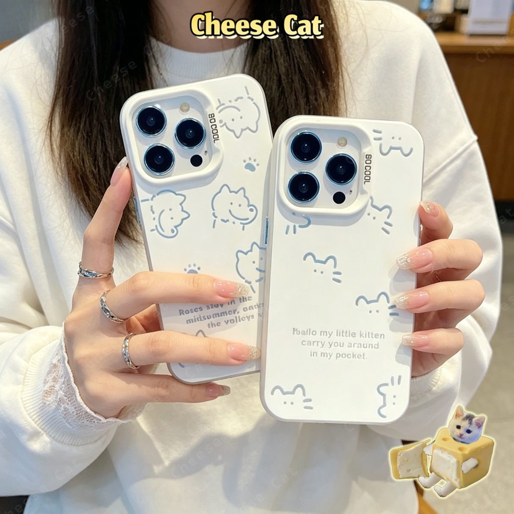 Ốp lưng iPhone hình cún con màu trắng đơn giản cho iPhone 13 14 12 11 15 16 17 Pro Max 16E 7P Vỏ cứng bảo vệ điện thoại