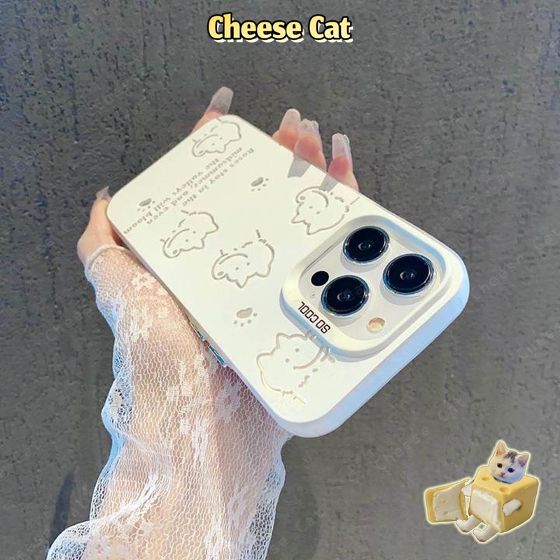 Ốp lưng iPhone hình cún con màu trắng đơn giản cho iPhone 13 14 12 11 15 16 17 Pro Max 16E 7P Vỏ cứng bảo vệ điện thoại