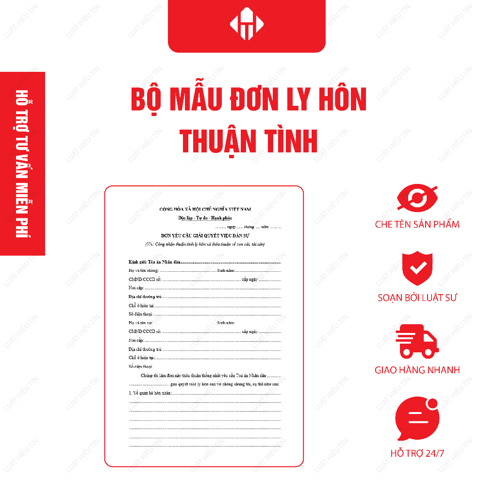 Combo 02 Bộ Mẫu Đơn Ly Hôn Đơn Phương & Thuận Tình Chuẩn Tòa Án + Hướng Dẫn Viết Đơn Chi Tiết
