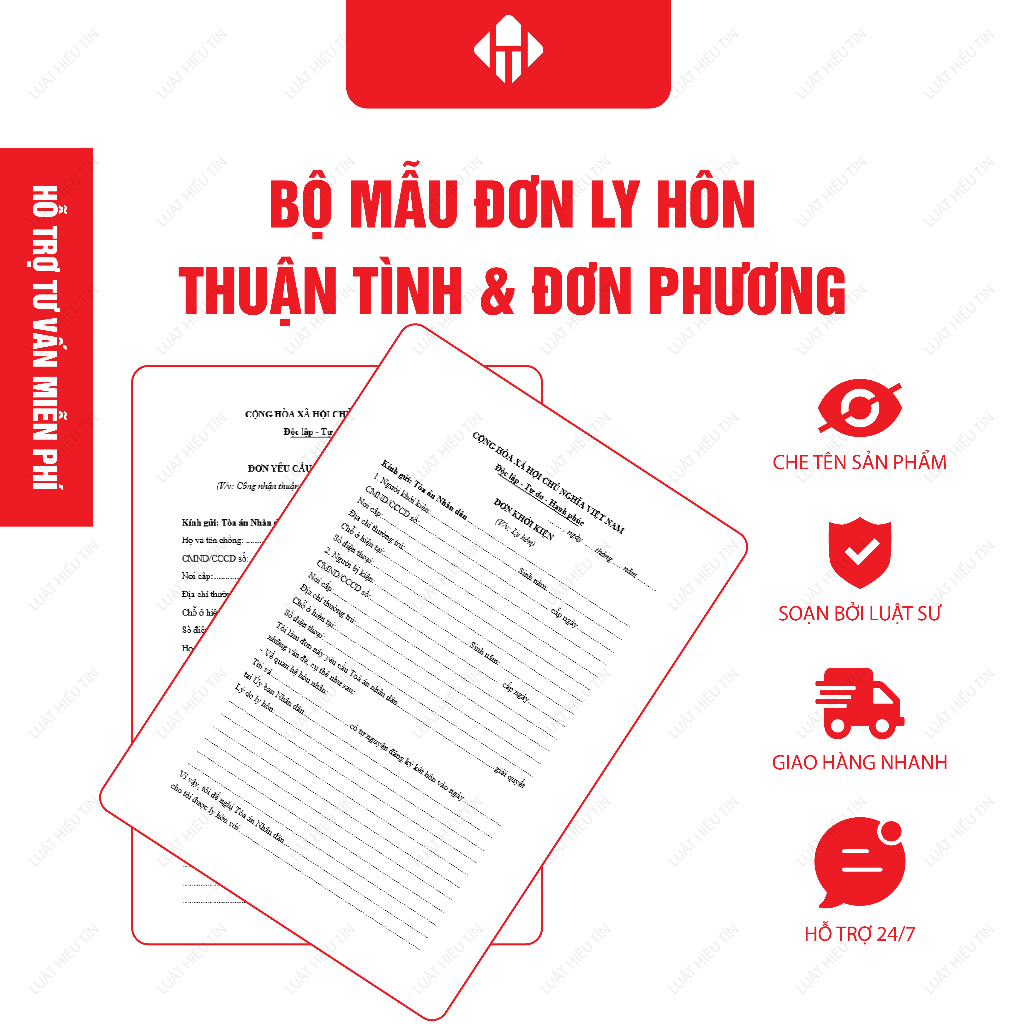 Combo 02 Bộ Mẫu Đơn Ly Hôn Đơn Phương & Thuận Tình Chuẩn Tòa Án + Hướng Dẫn Viết Đơn Chi Tiết