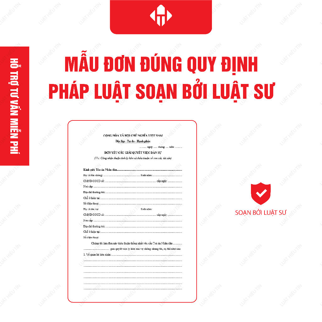 Combo 02 Bộ Mẫu Đơn Ly Hôn Thuận Tình + Hướng Dẫn Viết Đơn & Hồ Sơ