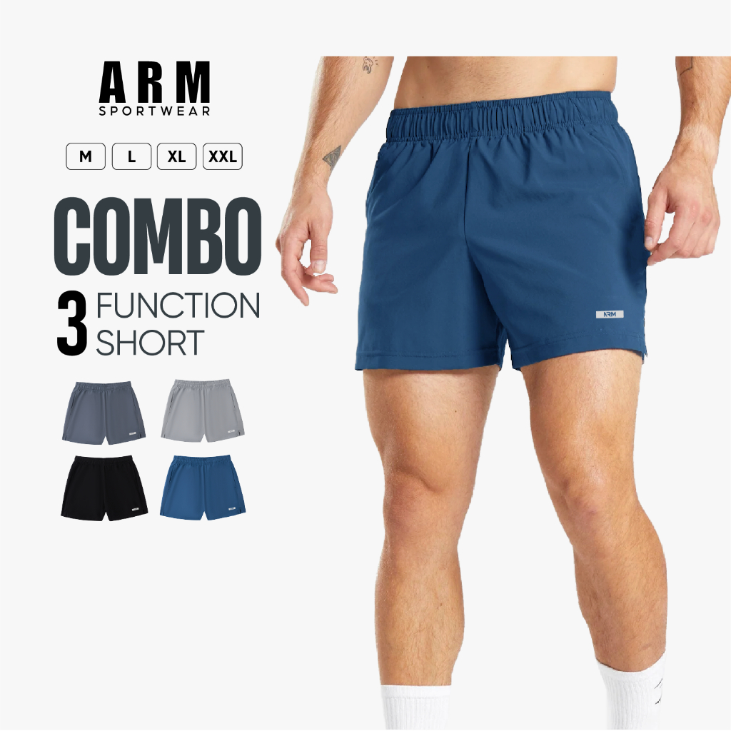 Quần Thể Thao Nam Combo 3 ARM 5 Inch Function siêu nhẹ, tập gym, chạy bộ, vận động thoải mái