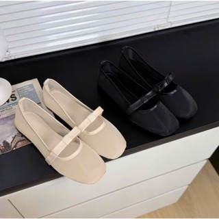 [FORM RỘNG LÙI 1 SZ] Giày Búp Bê Mũi Vuông Lưới Xuyên Thấu Gắn Nơ Tiểu Thư Mã  L204