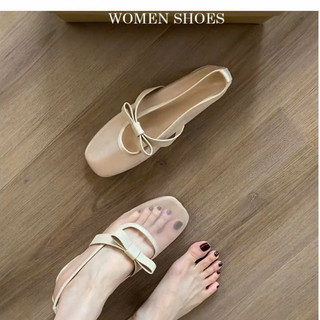 [FORM RỘNG LÙI 1 SZ] Giày Bệt Lưới Nữ Chất Liệu Thoáng Mát Trang Trí Nơ Điệu Đà Xinh Xắn Mã L204