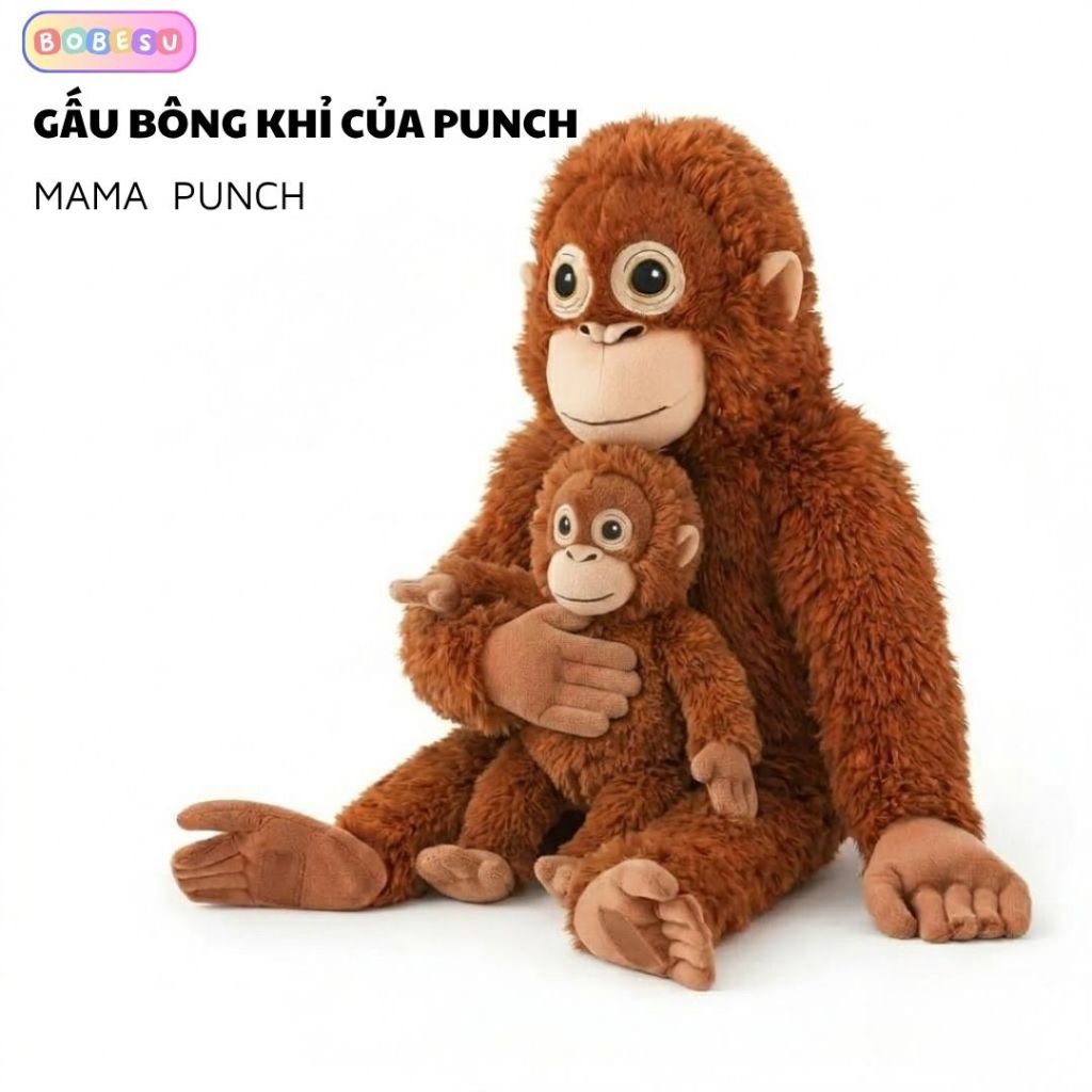 Gấu Bông Khỉ Đười Ươi Mama Punch Siêu Đáng Yêu, Thú Nhồi Bông Khỉ Monkey Punch Người Bạn Đồng Hành Ấm Áp Cho Bé