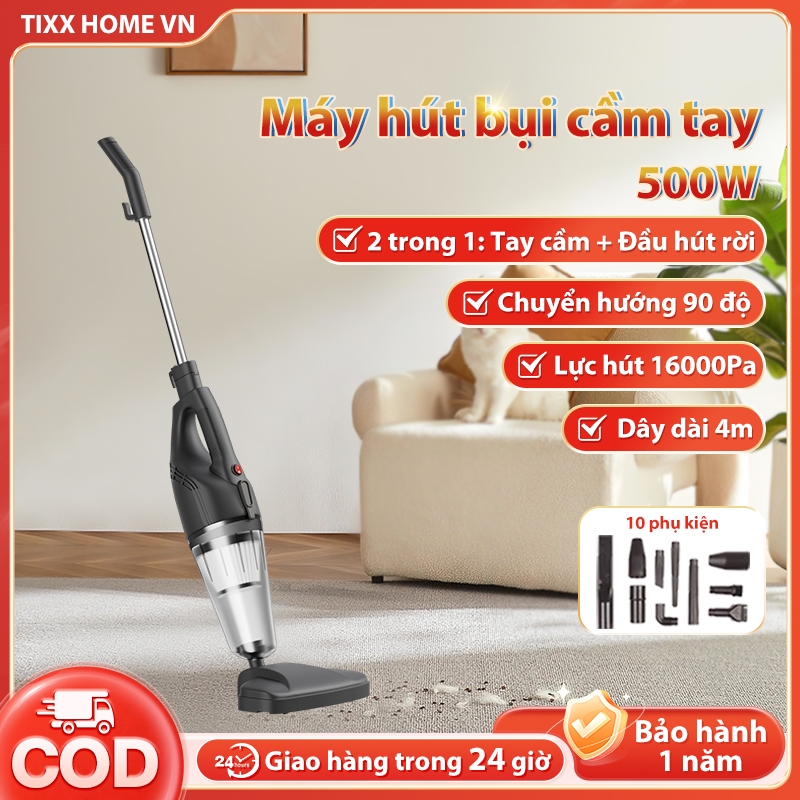 Tixx Máy hút bụi cầm tay 500W lực hút 16000Pa bộ lọc 3 lớp sạch sâu
