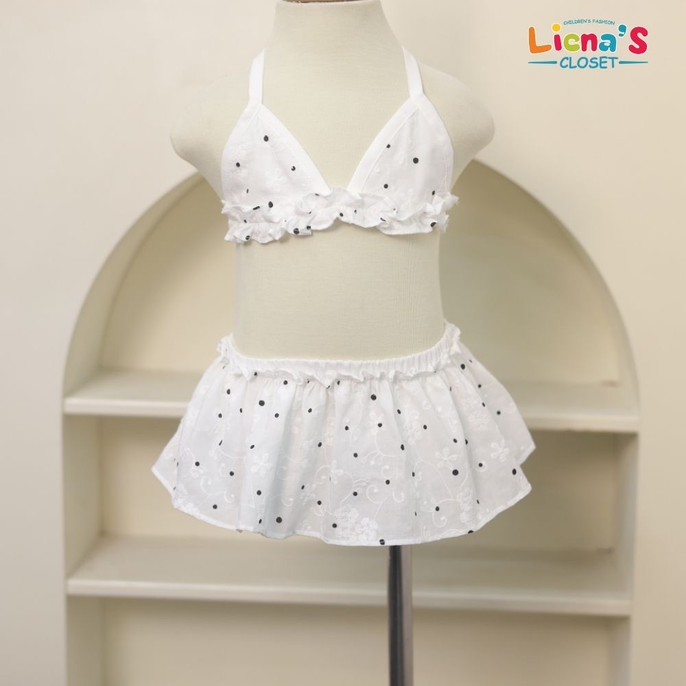 Đồ Bơi Bé Gái 2 Mảnh Bikini Họa Tiết Chấm Bi Sang Chảnh Cho Bé Đi Biển Liena's Closet