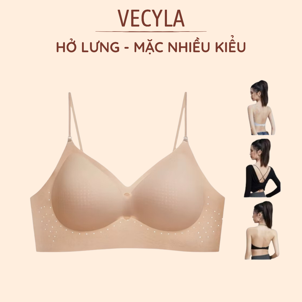 Áo lót VECYLA hở lưng thoáng khi A 35 - Áo ngực nữ mặc nhiều kiểu không lộ viền đệm mỏng nâng ngực