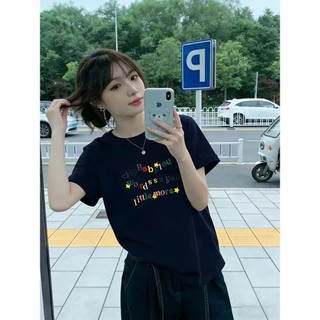 Áo Baby Tee Đen  Phối Chữ  Baby Màu Sắc Rực Rỡ  , Chất Liệu Cotton Mềm Mại Thấm Hút Mồ Hôi