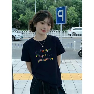 Áo Baby Tee Đen  Phối Chữ  Baby Màu Sắc Rực Rỡ  , Chất Liệu Cotton Mềm Mại Thấm Hút Mồ Hôi