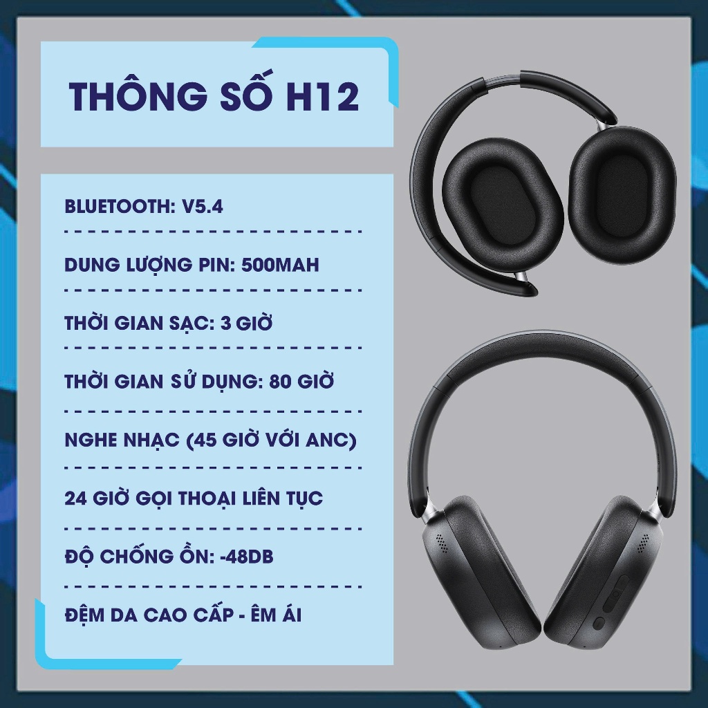 Tai Nghe Chụp Tai Acefast H12 Chống ồn ANC - Tai Nghe Bluetooth 5.4 Bass Mạnh Pin Siêu Khủng 80H Chạy Êm Ái Chính Hãng | BigBuy360 - bigbuy360.vn