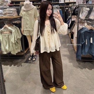 (HAVANA) Set áo tơ babydoll SURI tay dài phối bèo kiểu kèm áo hai dây trong SAT397