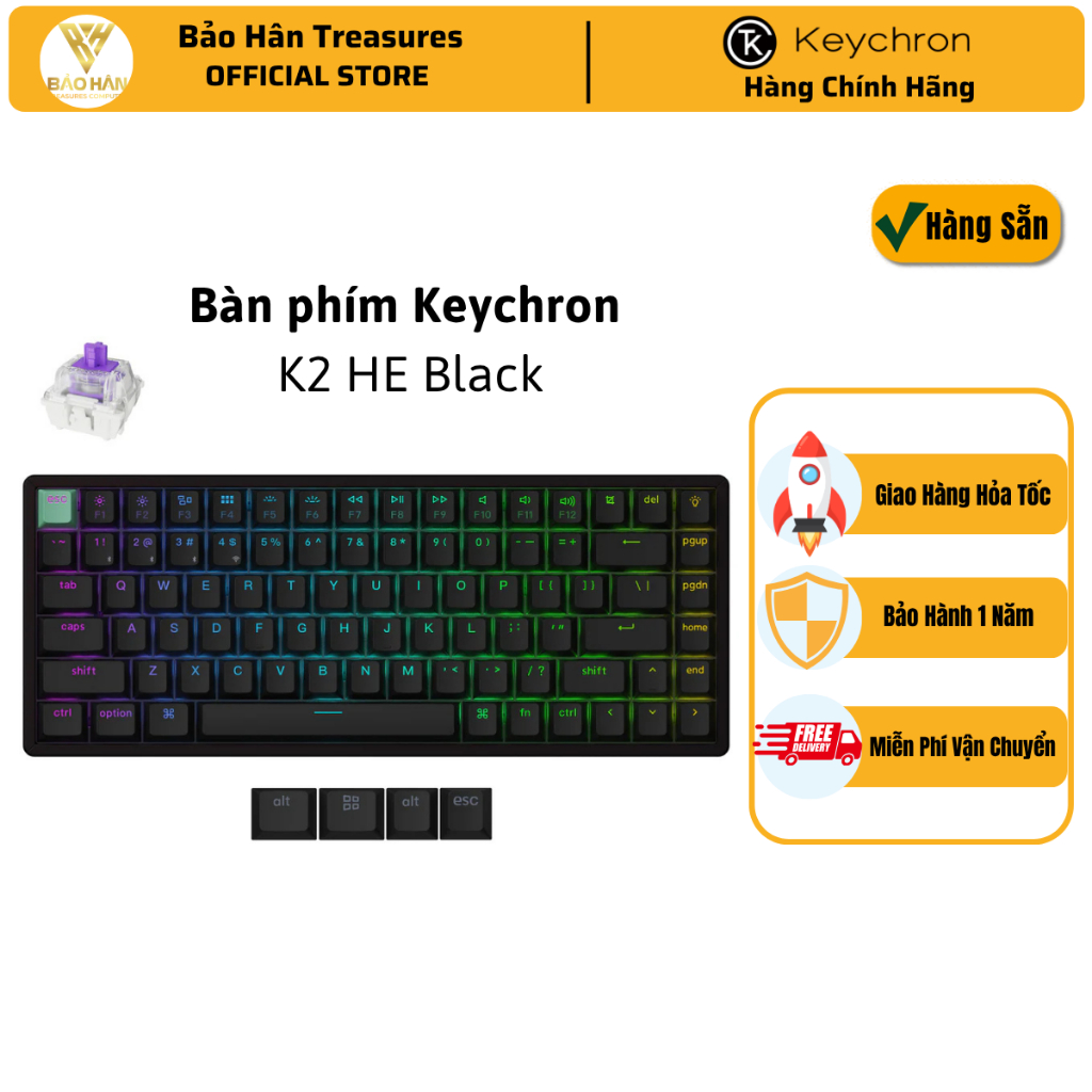 Bàn Phím Cơ Keychron K2 HE Wireless Magnetic Switch , 1000 Hz Polling ...
