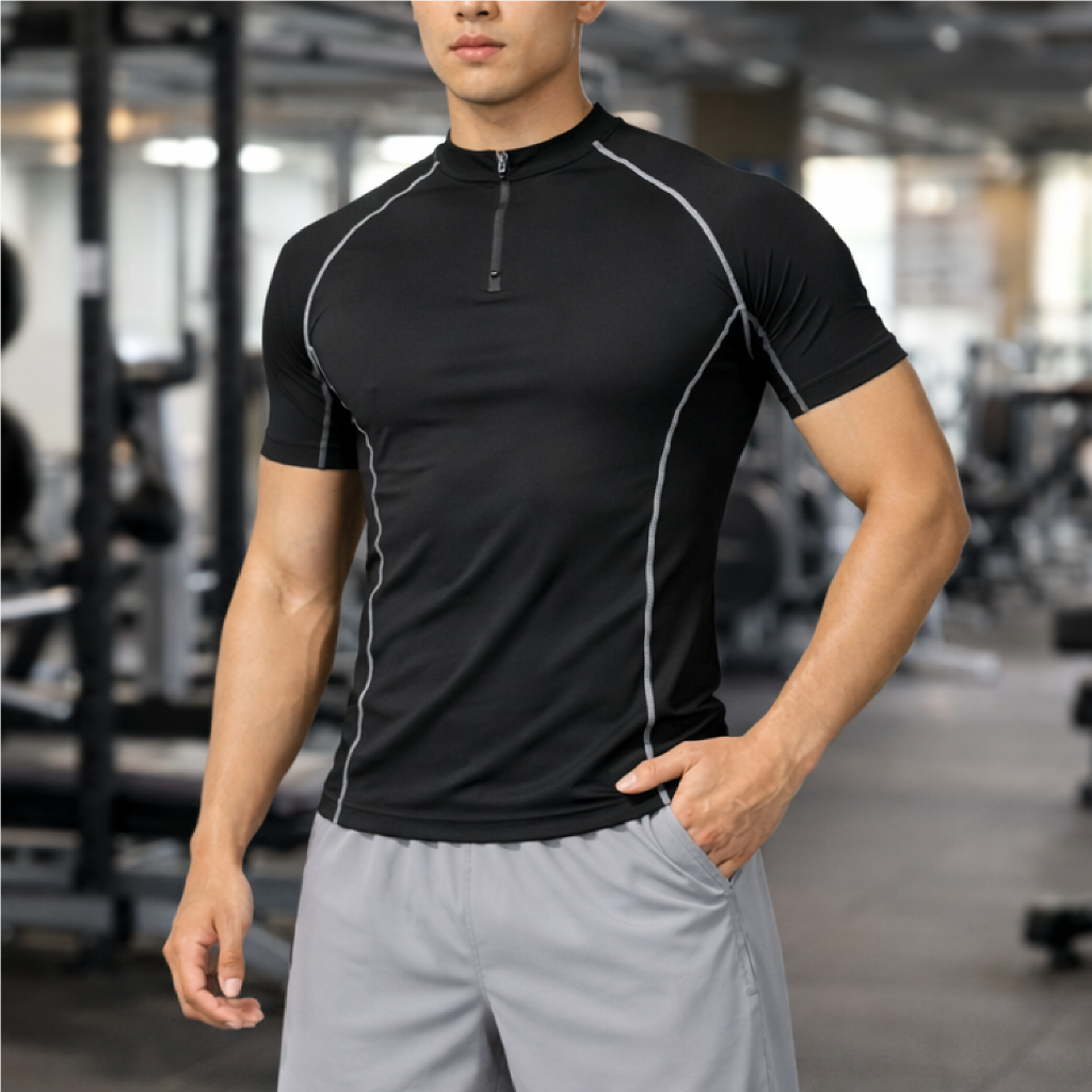 Combo 2 Áo Thể Thao Nam Cộc Tay ARM Tập Gym, Chạy Bộ, Áo cổ trụ kéo khóa, thoáng khí co giãn 4 chiều