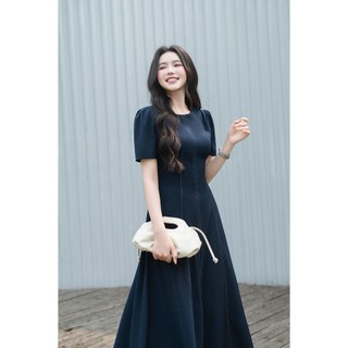 Đầm Công Sở Dáng Xòe LAMER FASHION Bổ Mảnh Ôm Dáng Cộc Tay Diễu Chỉ Trang Trí Công Sở GMMH O63L26H006