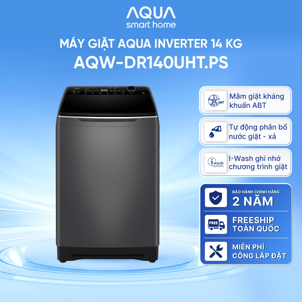 Máy giặt cửa trên Aqua Inverter 14 kg AQW-DR140UHT.PS - Miễn phí giao hàng toàn quốc