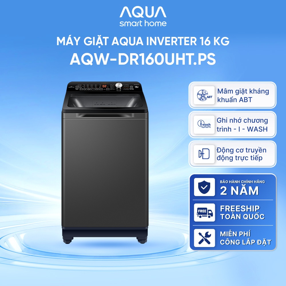 Máy giặt cửa trên Aqua Inverter 16KG AQW-DR160UHT.PS - Miễn phí vận chuyển toàn quốc - Hỗ trợ lắp đặt