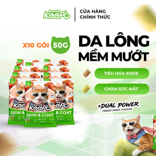 Thức ăn mèo Keepo K1 Combo 10 Gói 50G Đẹp da, Mượt lông, Hỗ trợ tiêu hóa, Taurine duy trì thị lực