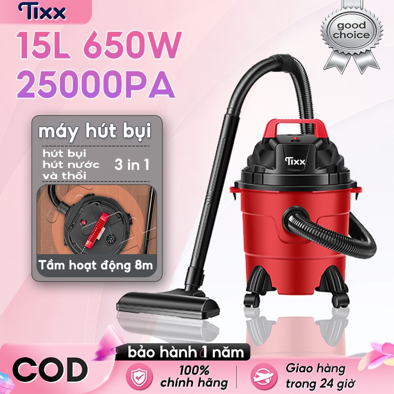 TIXX Máy hút bụi 15L dùng cho gia đình Khô Ướt Thổi 3 chế độ máy hút bụi
